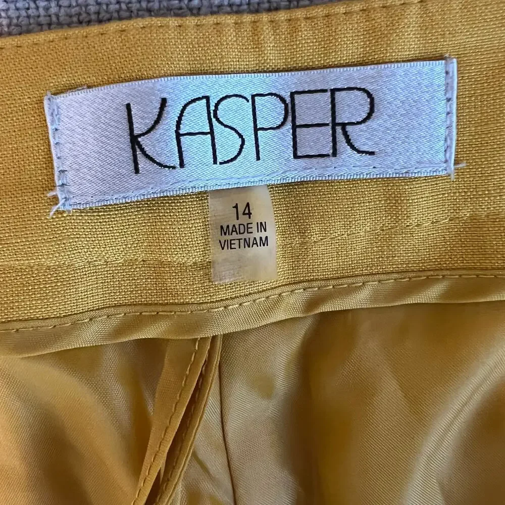 Kasper the Audrey Linen Trouser Straight Leg in Butterscotch Yellow Women's 14 - Picture 10 of 15